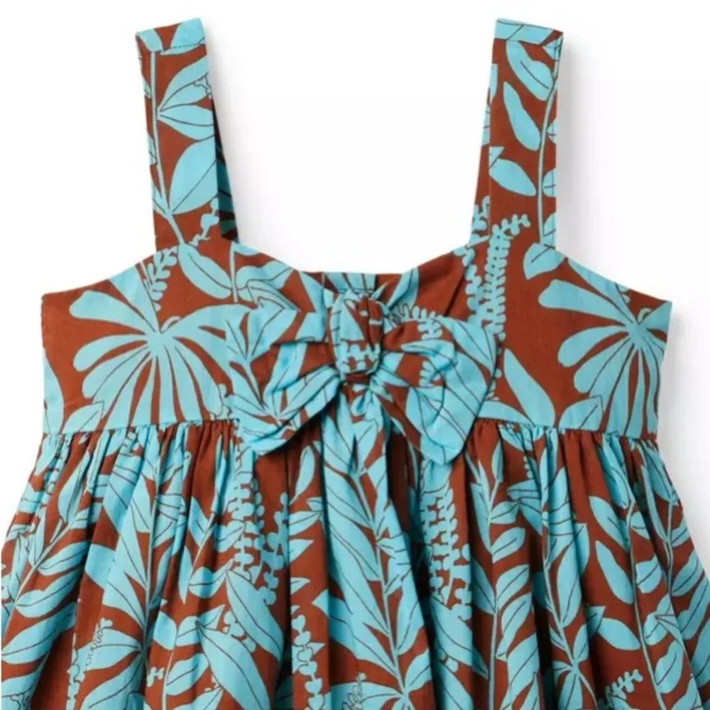 Janie and Jack Tropical Knotted Bow Sundress Blue and Brown‎ girls size 10